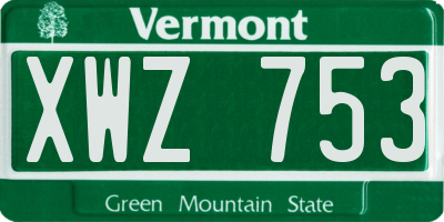 VT license plate XWZ753
