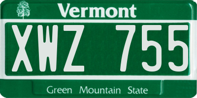 VT license plate XWZ755