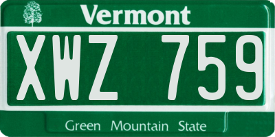 VT license plate XWZ759