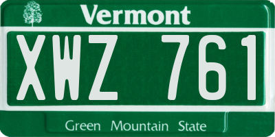 VT license plate XWZ761