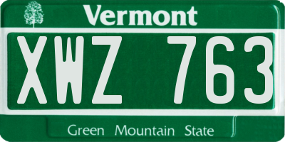 VT license plate XWZ763