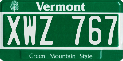 VT license plate XWZ767