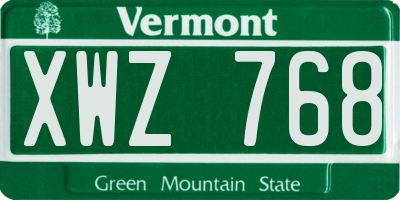 VT license plate XWZ768
