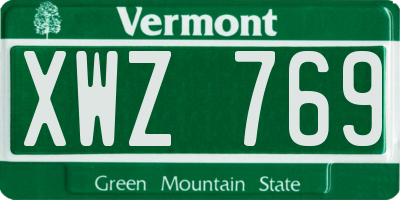 VT license plate XWZ769