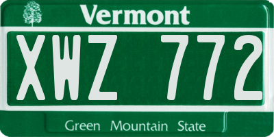 VT license plate XWZ772