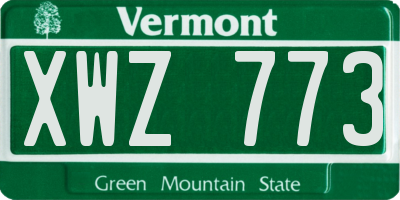VT license plate XWZ773