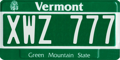 VT license plate XWZ777