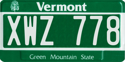 VT license plate XWZ778