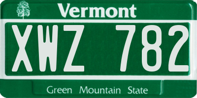 VT license plate XWZ782