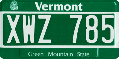 VT license plate XWZ785