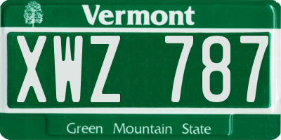 VT license plate XWZ787