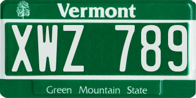 VT license plate XWZ789