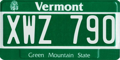 VT license plate XWZ790