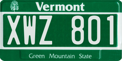 VT license plate XWZ801