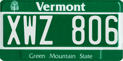 VT license plate XWZ806