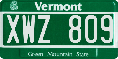 VT license plate XWZ809