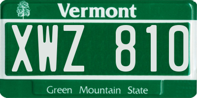 VT license plate XWZ810