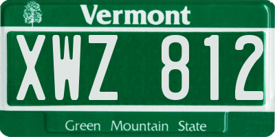 VT license plate XWZ812