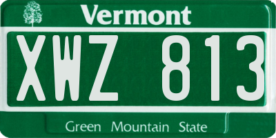 VT license plate XWZ813