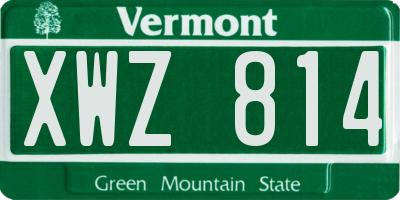 VT license plate XWZ814