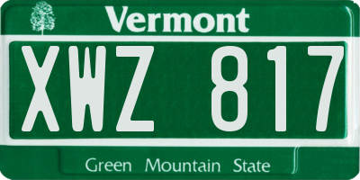 VT license plate XWZ817