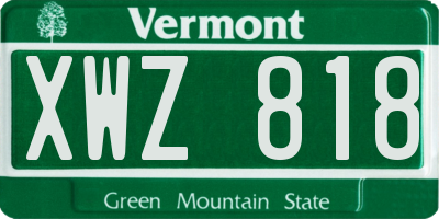 VT license plate XWZ818