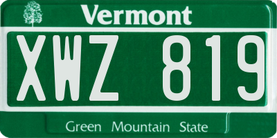 VT license plate XWZ819