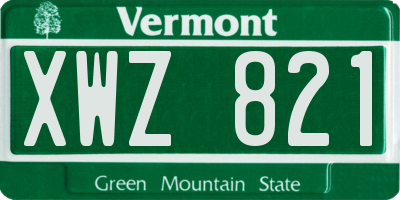 VT license plate XWZ821