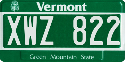 VT license plate XWZ822