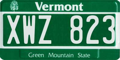 VT license plate XWZ823