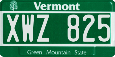 VT license plate XWZ825
