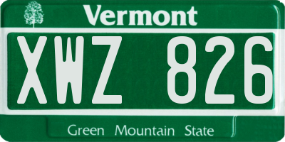 VT license plate XWZ826