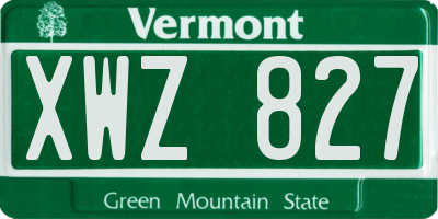 VT license plate XWZ827