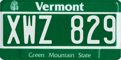 VT license plate XWZ829