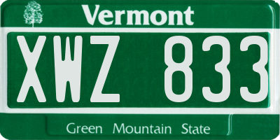 VT license plate XWZ833