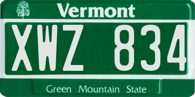 VT license plate XWZ834