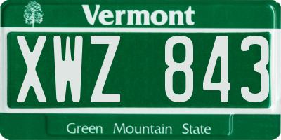 VT license plate XWZ843
