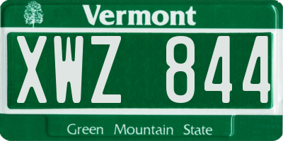 VT license plate XWZ844