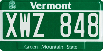 VT license plate XWZ848
