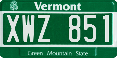 VT license plate XWZ851