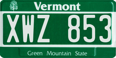VT license plate XWZ853