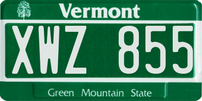 VT license plate XWZ855