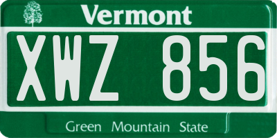 VT license plate XWZ856