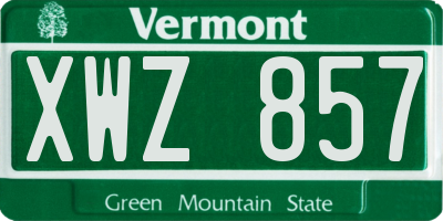 VT license plate XWZ857