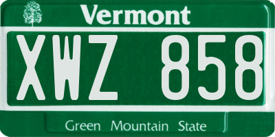 VT license plate XWZ858