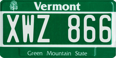 VT license plate XWZ866