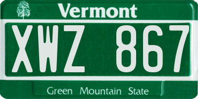 VT license plate XWZ867