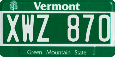 VT license plate XWZ870