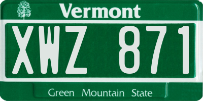 VT license plate XWZ871