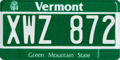 VT license plate XWZ872